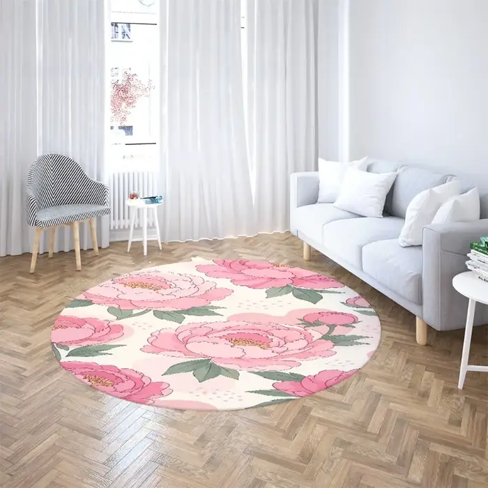 Tapis floral rose pivoine