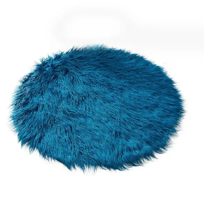Tapis ronds en fausse fourrure de mouton et peluche soyeuse