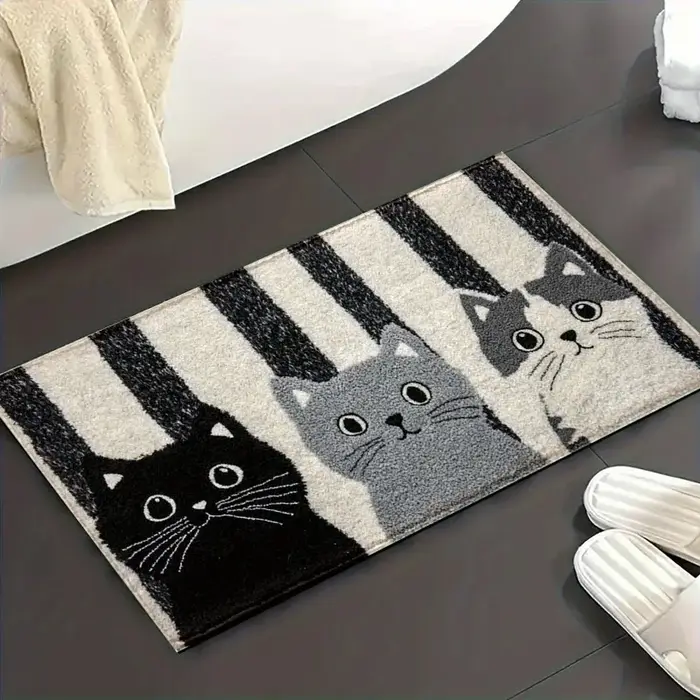 Tapis rayé avec chat de dessin animé