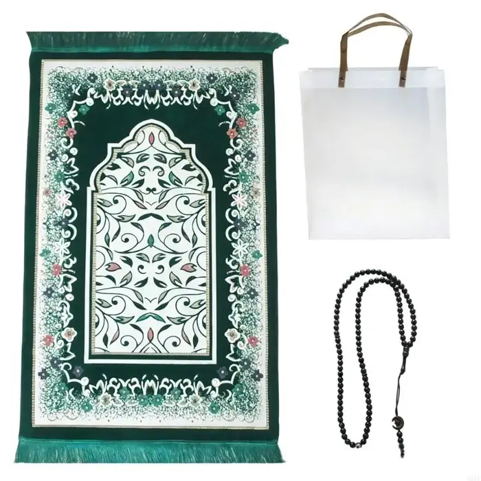 Tapis prière islamique Portable léger, pliable, avec Bracelets en perles rangement inclus pour 55KF
