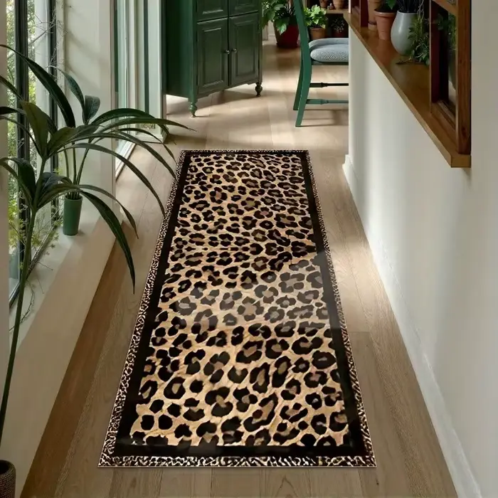 Tapis résistant aux taches imprimé léopard