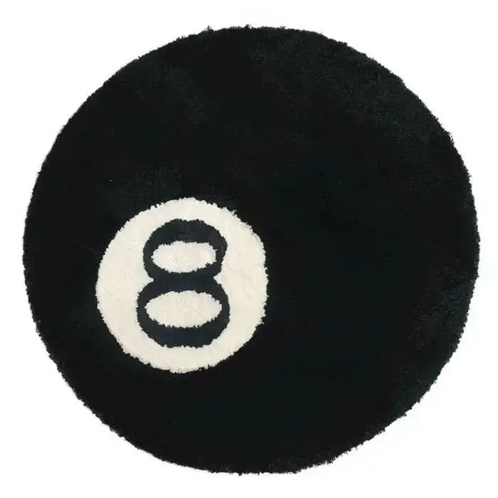 Tapis en peluche noir à 8 balles