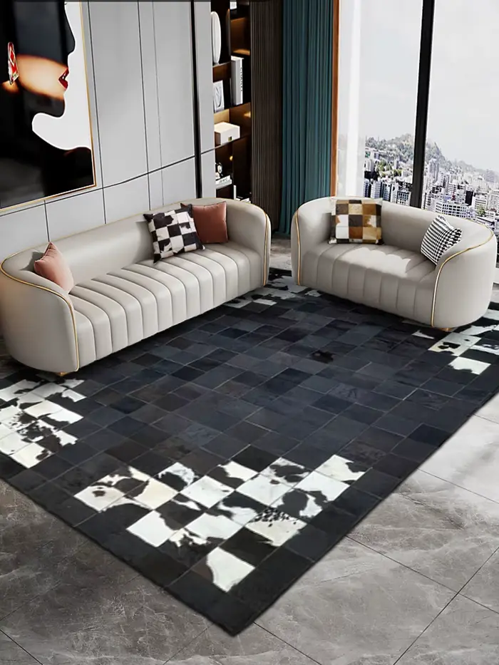 Grands tapis en peau de vache naturelle pour salon