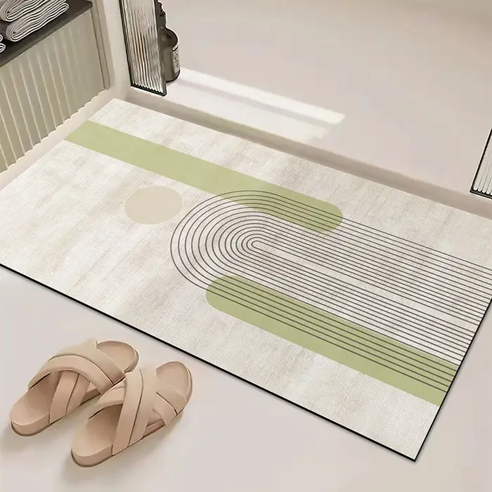 Tapis d'entrée minimaliste à cercles concentriques, résistant à la chaleur, pliable, bords scellés, 