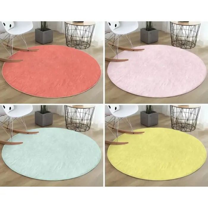 Pure Round Lea-Tapis de Sol de Luxe, Uni, Cercle Antidérapant, Polymères Solides, Tapis Vifs, Vert, Salon pour Enfants