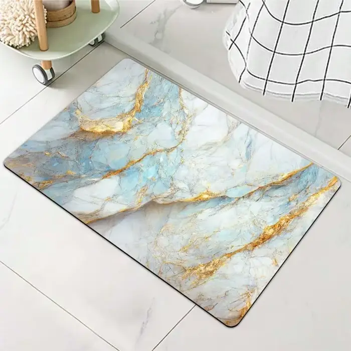 Tapis de luxe moderne en feuille de veine d'or de marbre