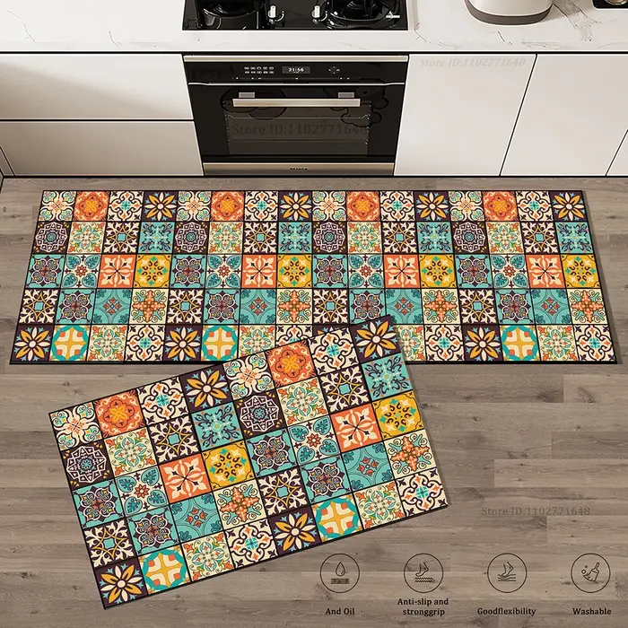 Tapis de cuisine rétro antidérapant, absorbant, pour chambre à coucher, paillasson d'entrée de luxe,