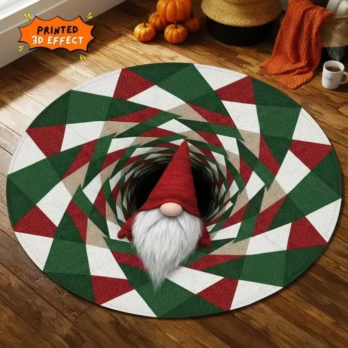 Tapis rond Gnome de noël