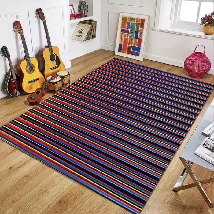 Tapis imprimé à rayures colorées
