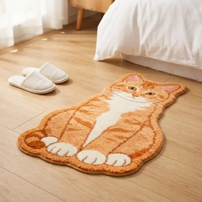 Tapis en imitation cachemire pour chat, doux, pour chambre à coucher, décoration de salon, forme irrégulière, pour les amoureux des chats