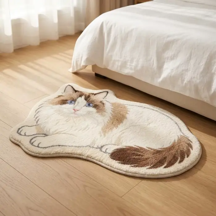 Tapis irrégulier en forme de chat mignon