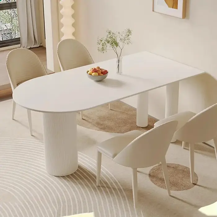 Table à manger moderne De luxe blanc nordique Vintage demi-cercle Table à manger étanche italie Conj