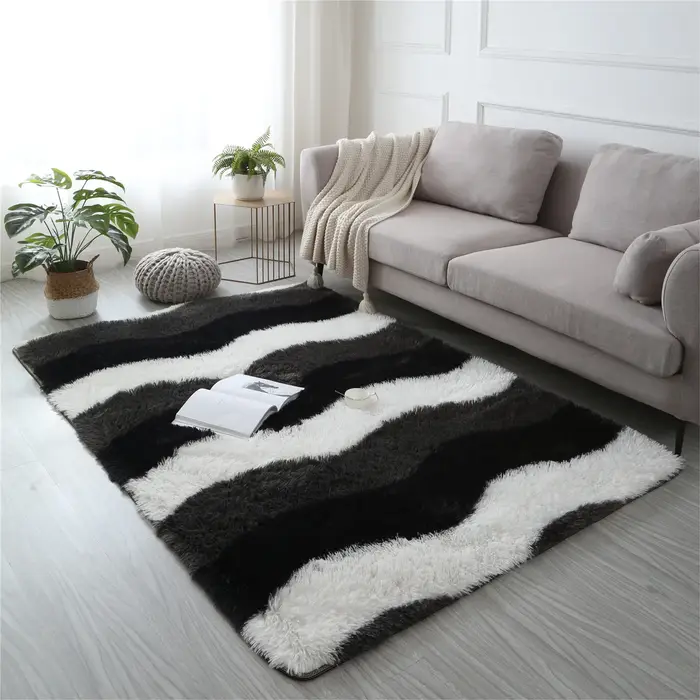 Tapis moelleux en peluche à imprimé léopard moderne