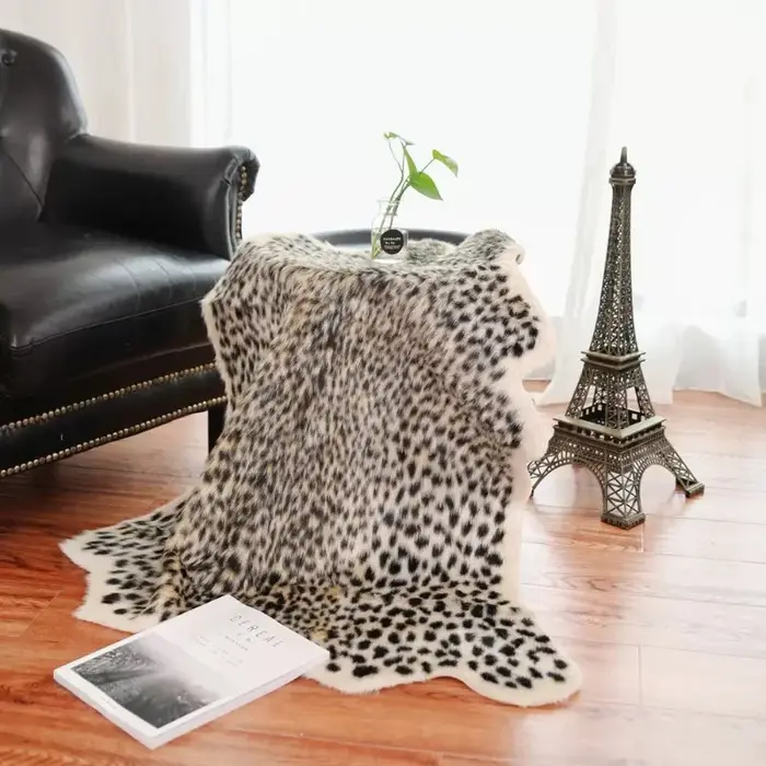 Tapis imprimé léopard simulé cerf, doux et confortable, artificiel, pour salle de bain, chambre à coucher, salon, décoration de la maison