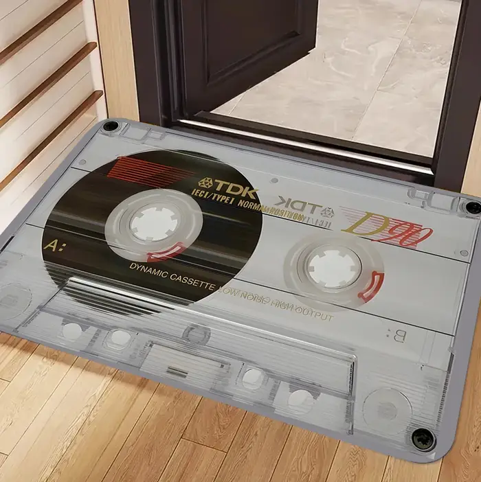 Tapis Vintage en vinyle pour disque et Cassette, décoration de maison élégante avec thème de musique