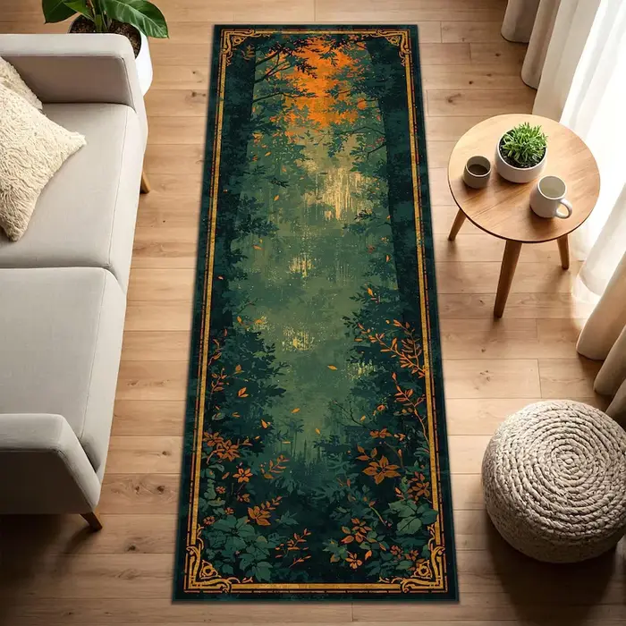 Tapis de couloir Forest Runner vert botanique
