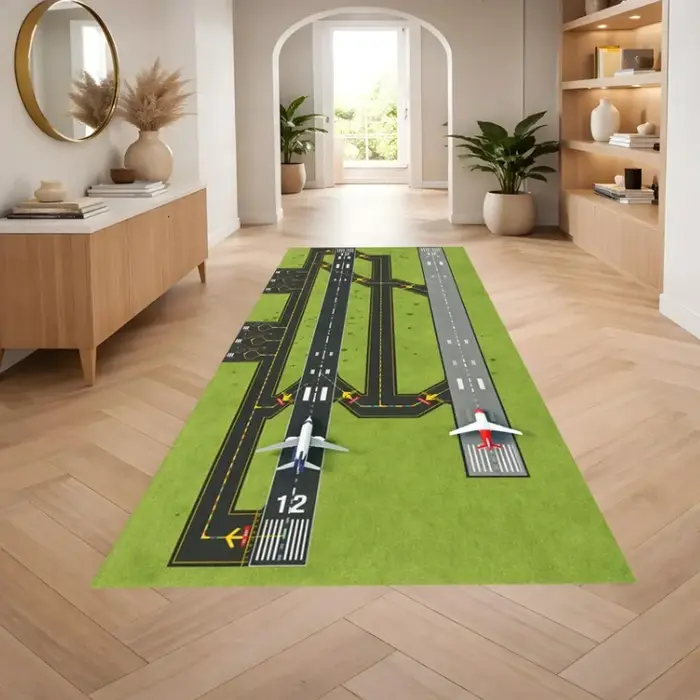 Tapis de couloir aéroportuaire – Tapis de jeu avion pour les couloirs des enfants ou les espaces de