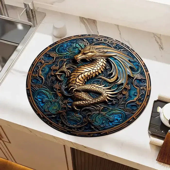 Nouveau Style chinois circulaire diatomée boue Drainage tapis Table à manger thé Bar comptoir