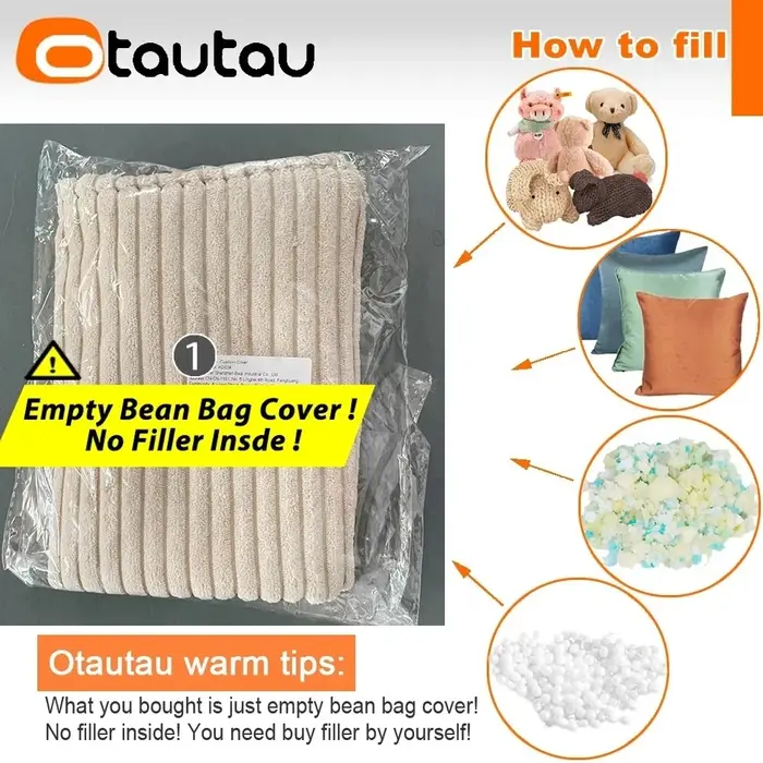 Housse de pouf en velours côtelé OTAUTAU