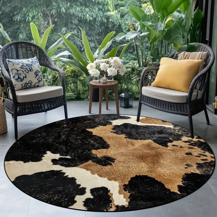 Tapis rond imprimé vache
