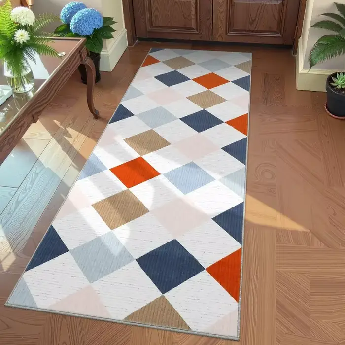 Tapis de couloir à motif damier