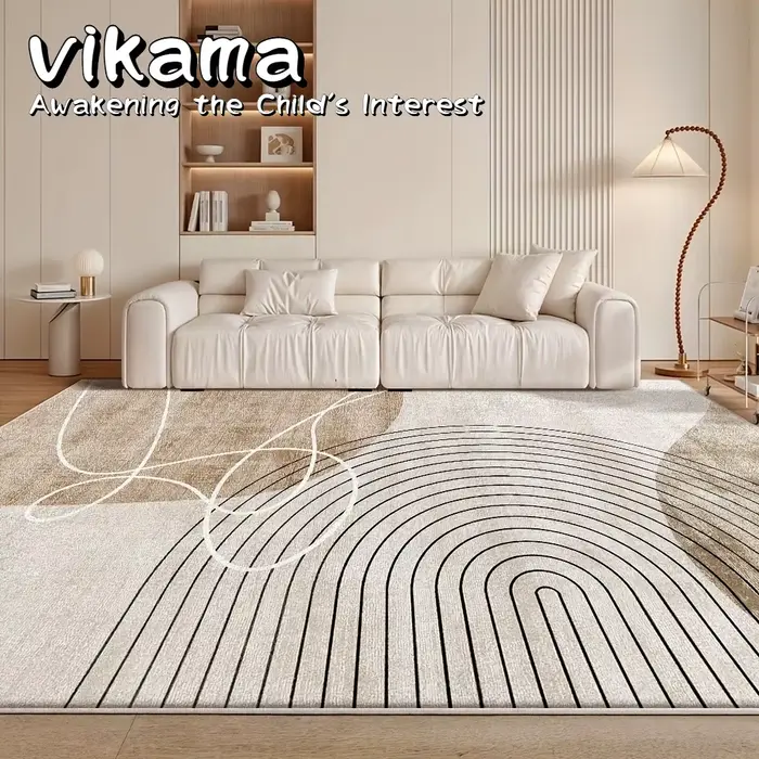 Tapis abstrait bohème VIKAMA adapté à une décoration luxueuse et créative dans les cafés