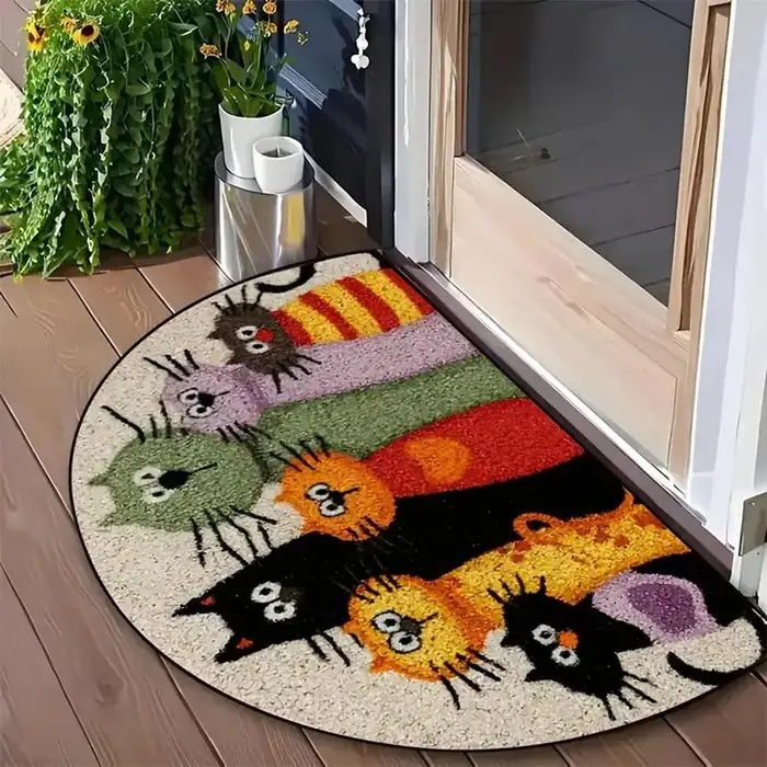 Tapis de sol semi-circulaire, paillasson antidérapant, résistant à la saleté, tapis de bienvenue rétro, décoration extérieure, lavable