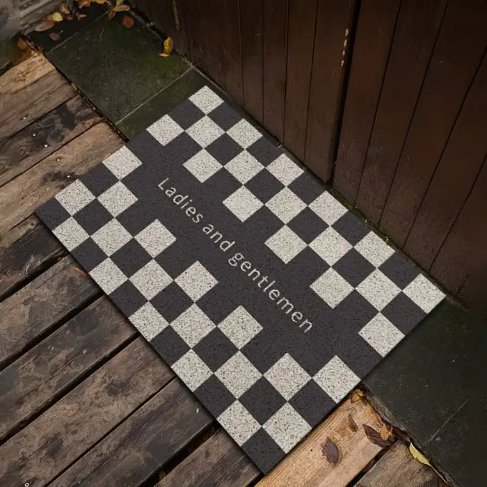 Tapis de porte à bordure à carreaux Vintage