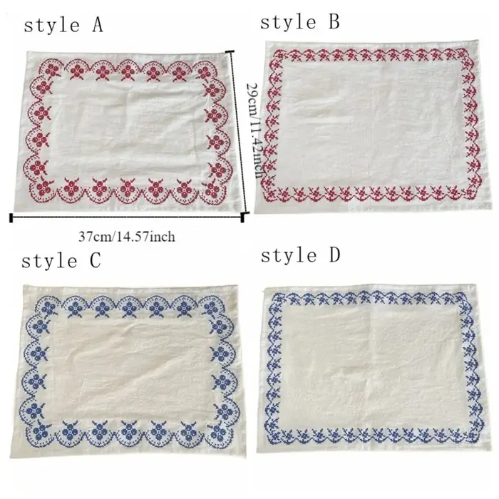 Napperons en pur coton rétro broderie tapis de repas 29*37 cm carré