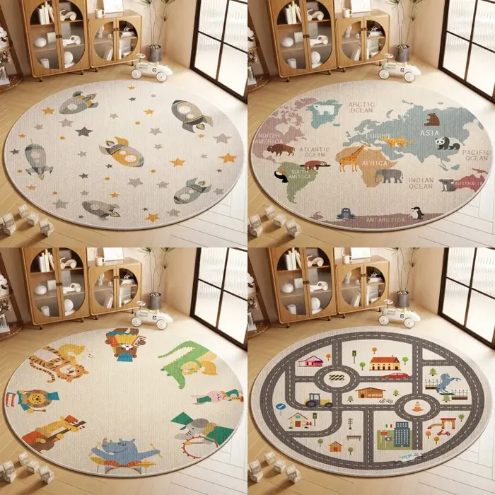 Tapis rond de grande surface avec impression d'animaux