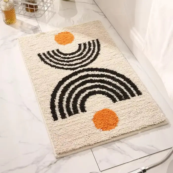 Tapis de bain VIKAMA, art abstrait moderne, doux, moelleux et antidérapant, ultra-absorbant, séchage