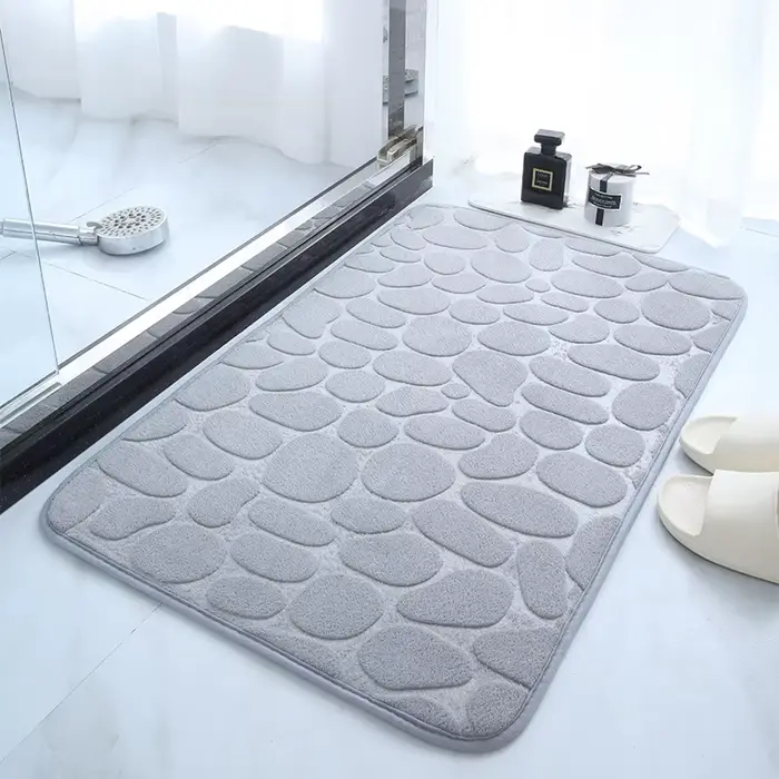 1 tapis de bain en galets gaufrés, tapis de sol absorbant en mousse à mémoire de forme, tapis de porte antidérapant, tapis de sol intérieur, accessoires de salle de bain