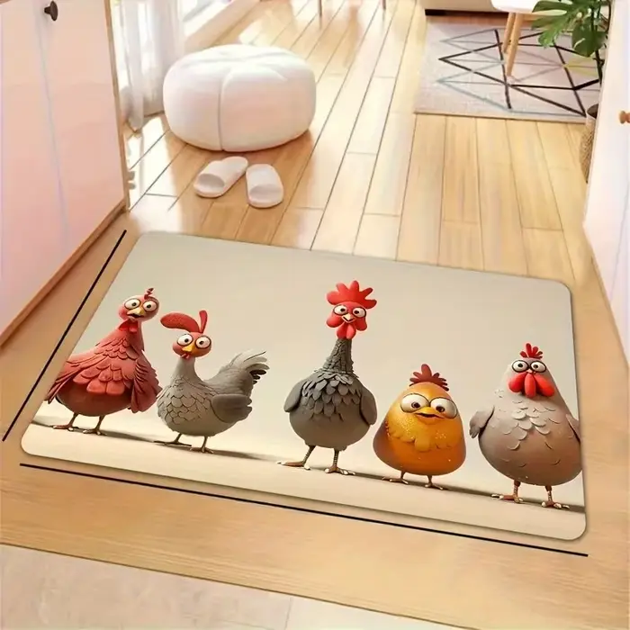 Tapis de cuisine de poulet de dessin animé amusant