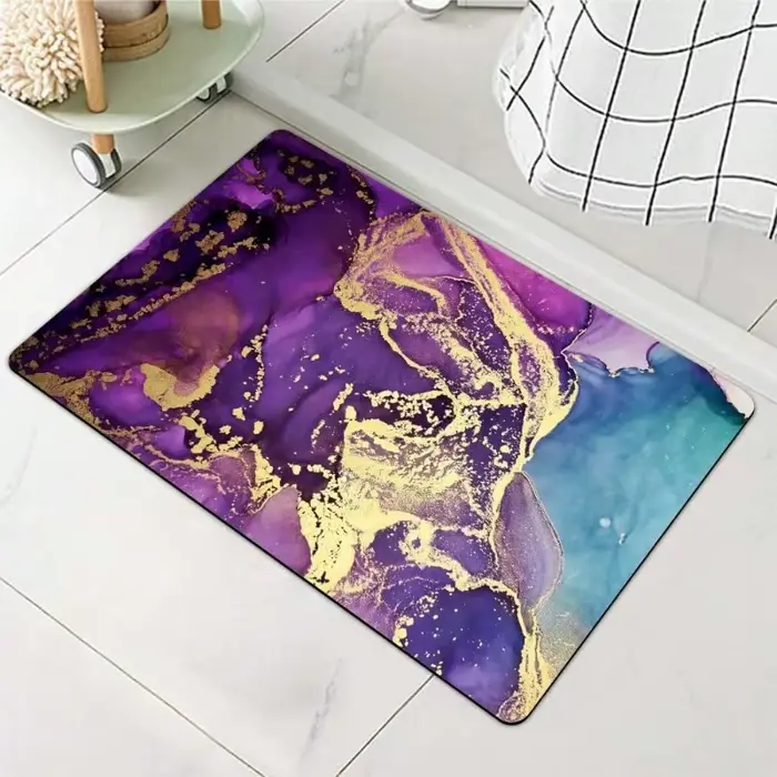 Tapis de luxe moderne en feuille de veine d'or de marbre