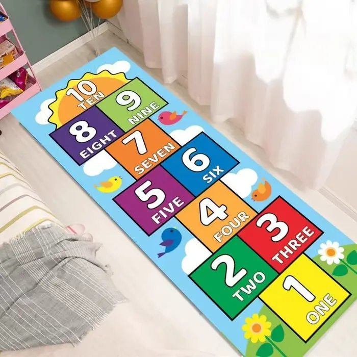 Tapis de jeu Hopscotch Cartoon Runner pour chambre d'enfant