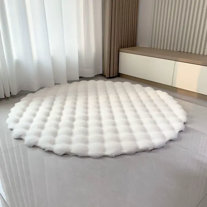 Lapin mousse velours tapis rond moelleux