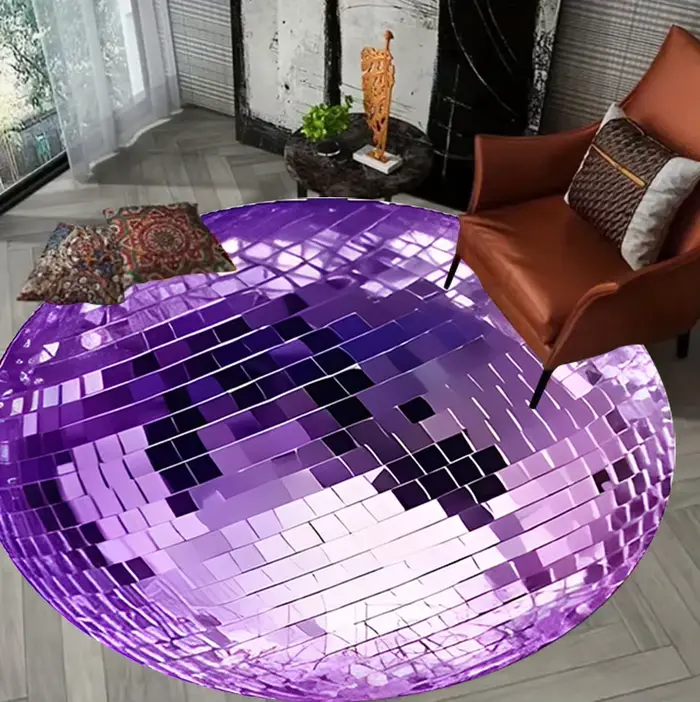 Tapis circulaire imprimé boule Disco