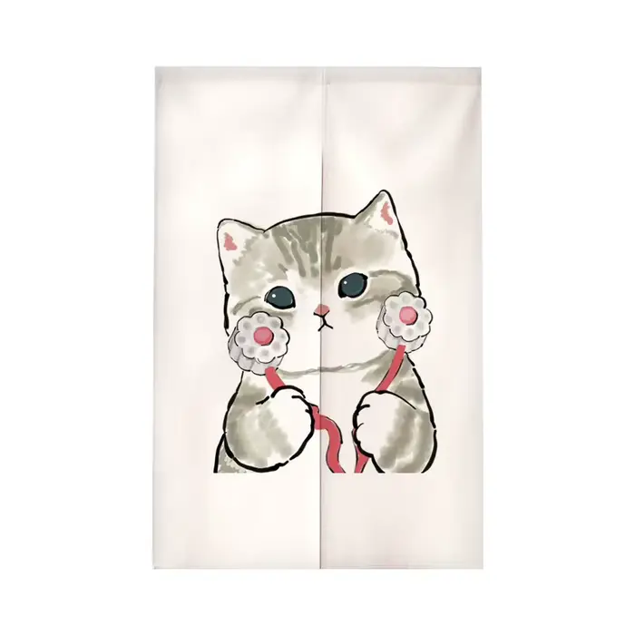 Rideau de porte illustré avec un chat de dessin animé VIKAMA : Décoration minimaliste pour la maison