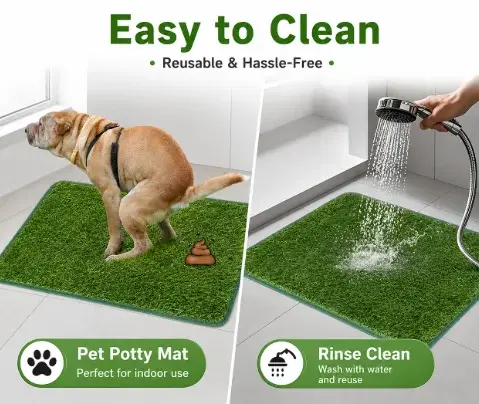 Tapis d'herbe artificielle pour chien réutilisable et lavable, tapis d'entraînement à la propreté écologique, antidérapant, accessoire pour animaux de compagnie, facile à nettoyer, gazon doux