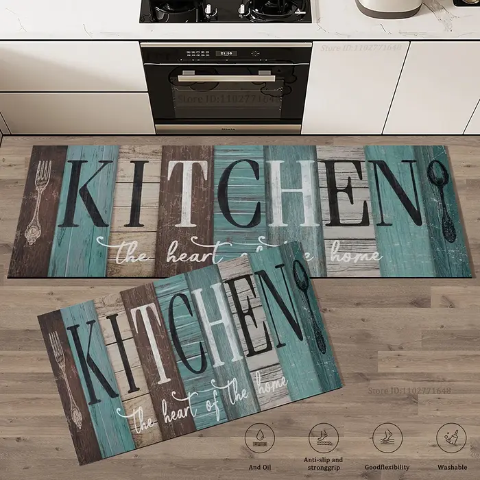 Tapis de sol de cuisine en grain de bois