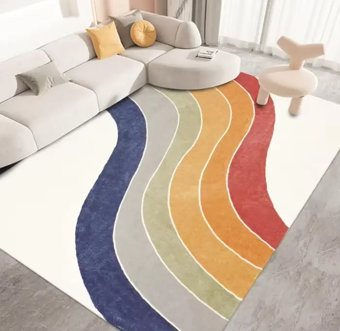 Tapis de sol bleu lavable en machine pour chambre de fille