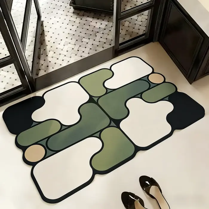 Tapis de salle de bain carré avec imprimé en terre de diatomées