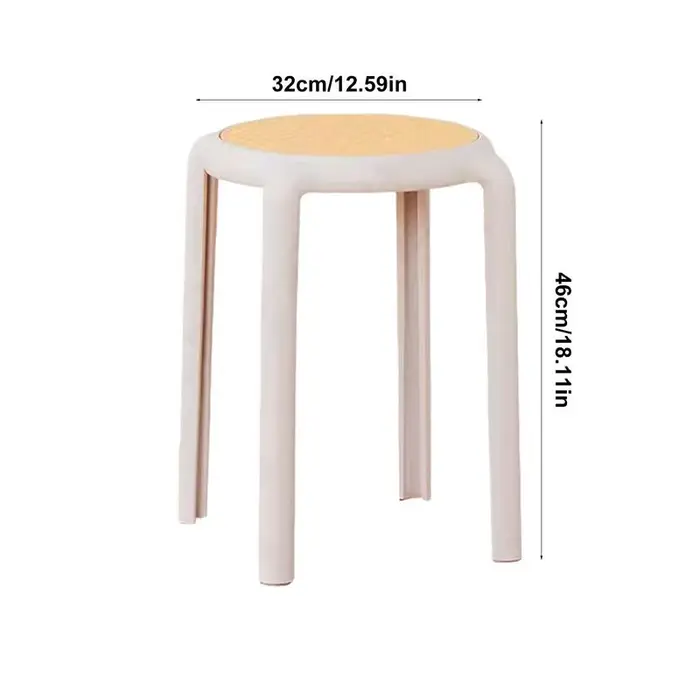 Tabouret Empilable Rond de 46cm avec Dos aux, pour Bar, Salle à Manger, PP, pour Irritation, Restaur
