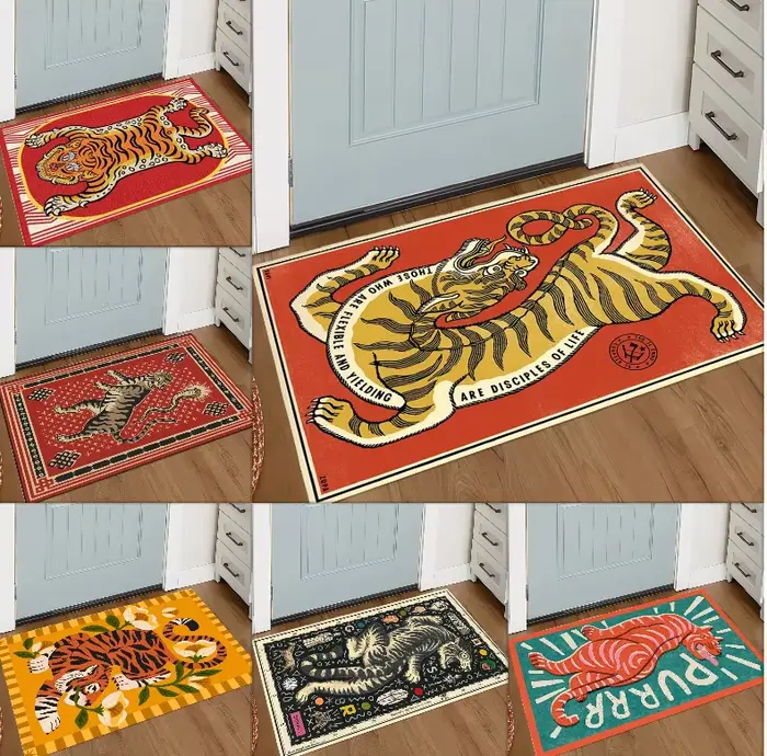 Tapis de bienvenue rétro motif tigre