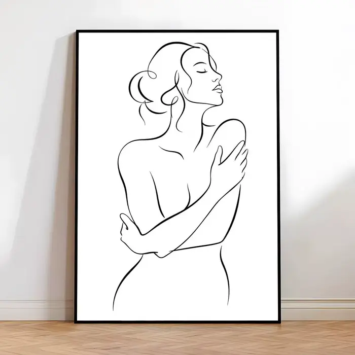 Affiche Murale sur Toile : Couple Amoureux Romantique en Étreinte