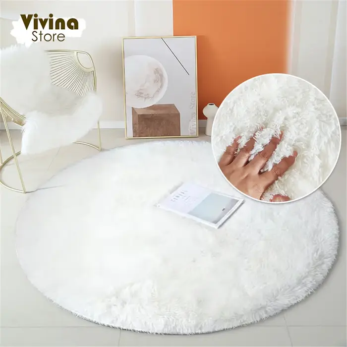 Tapis rond en peluche pour salon, vert, Shaggy, pour canapé, chaise, cheveux longs, décoration de sa