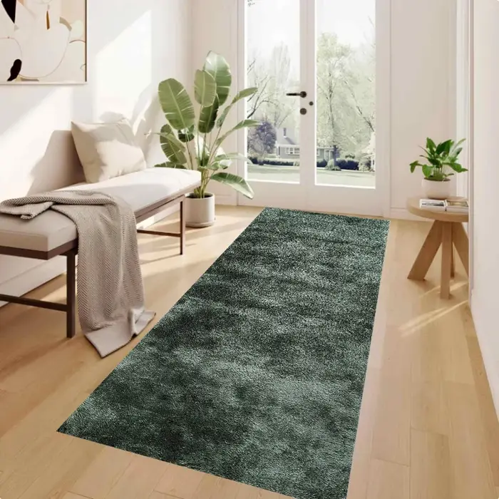 Tapis de couloir long tie-dye turquoise, motif abstrait Shibori, antidérapant, pour entrée, salle de bain, salon