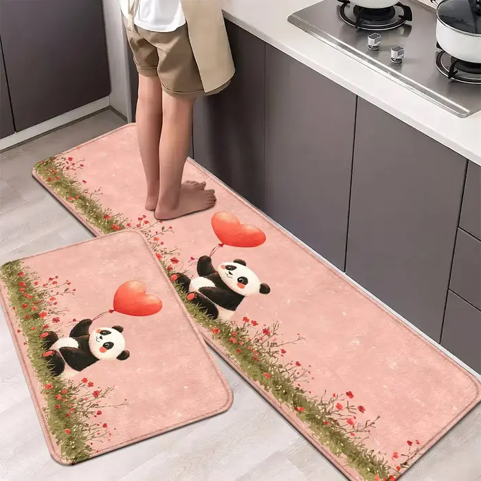 Ensemble de tapis de cuisine Panda Heart Balloon