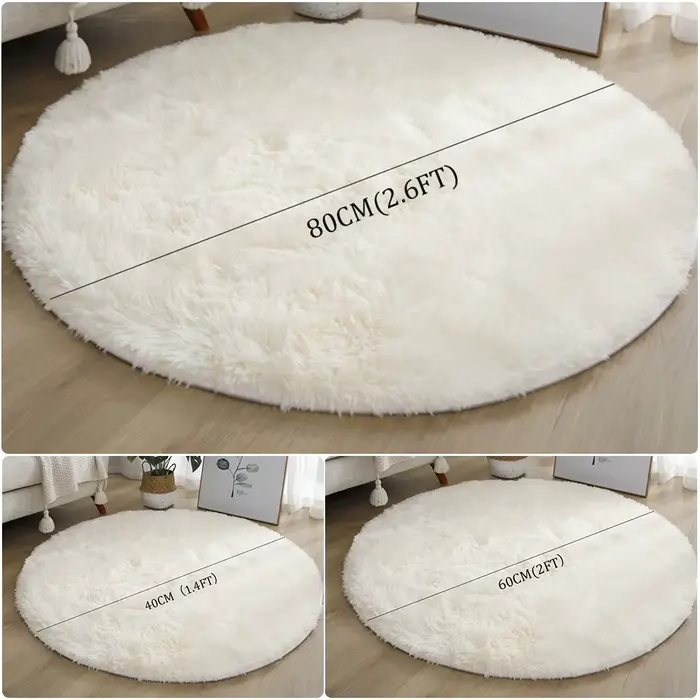 Tapis shaggy rond super doux pour la maison