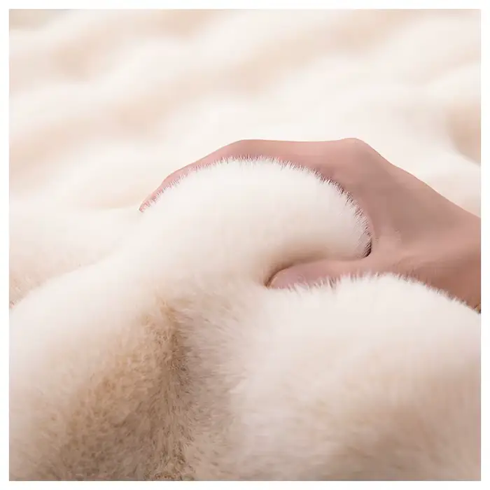Lapin mousse velours tapis rond moelleux